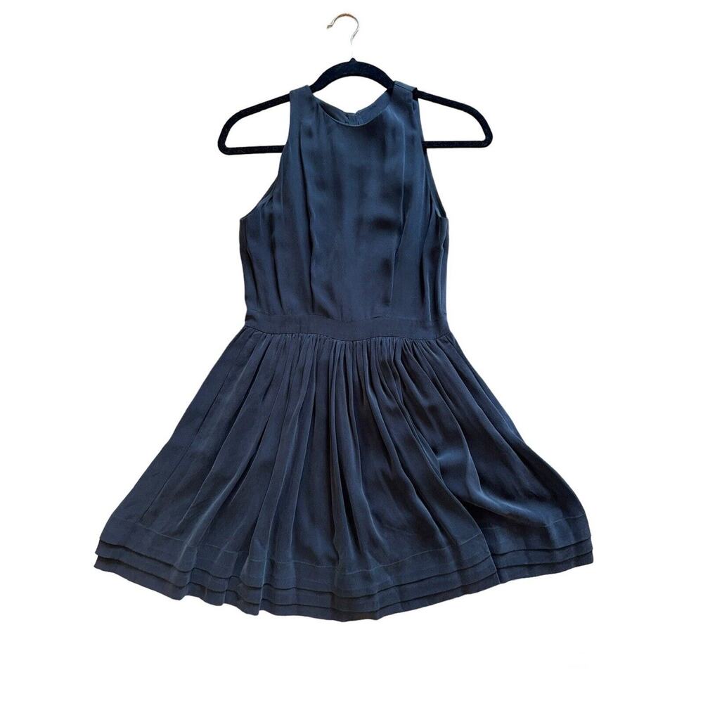 Loretta Jane ANTHROPOLOGIE 2 Black Silk Dress 100% Silk Sleeveless Pockets $268